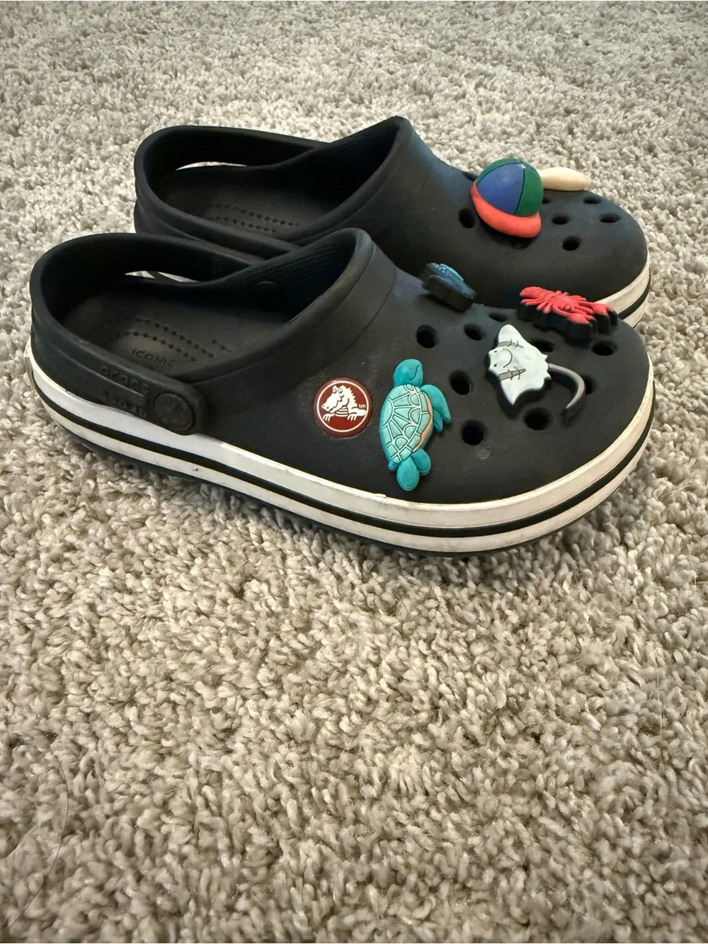 CROCS Kids Black Clog Sandals with Beach Charms